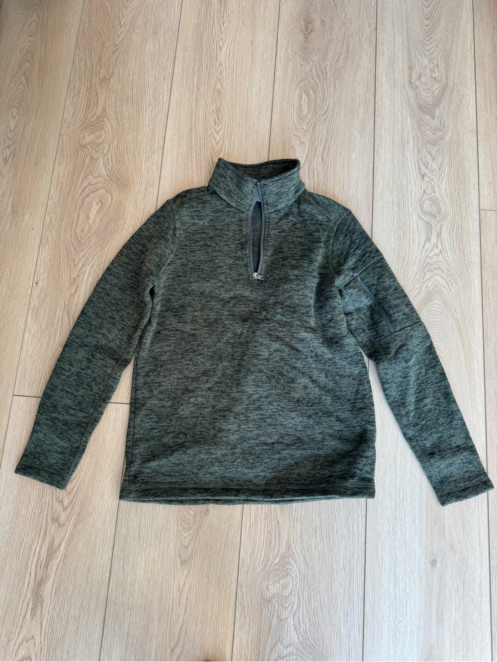 Lands' End Heathered Olive Green 1/4 Zip Pullover Sweater Small Cabincore Fall